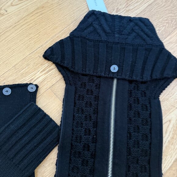 NWT Veronica Beard Upstate Dickey w/ Cuffs Black Wool Cable Knit Zip Up - Picture 7 of 7